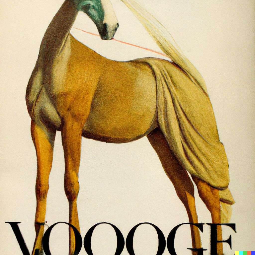a horse, front cover of Vogue, 1930